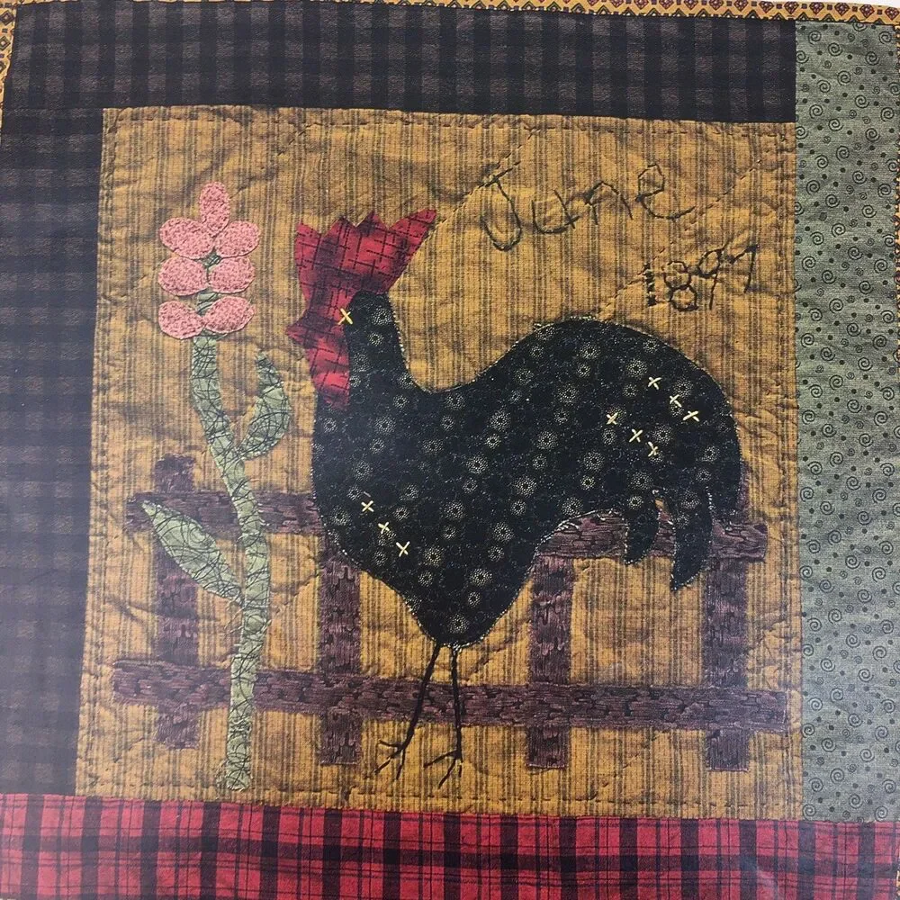 Rooster Quilt of The Month Pattern Indygo Vtg 90s Folk Quilt